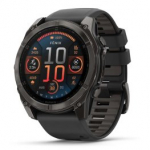 GARMIN Fenix 8 51 mm, AMOLED, Sapphire Carbon Gray DLC Titanium with Black/Pebble Gray Sil spordikell 010-02905-21
