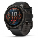 GARMIN Fenix 8 47 mm, AMOLED, Sapphire Carbon Gray DLC Titanium with Black/Pebble Gray Sil spordikell 010-02904-21