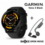 GARMIN Venu 3, Black + Shokz Open Move Grey spordikell 010-02784-01 / S661GY