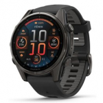 GARMIN Fenix 8 43 mm, AMOLED, Sapphire Carbon Gray DLC Titanium with Black/Pebble Gray Silicone spordikell 010-02903-21