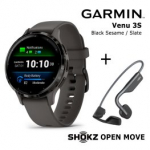 GARMIN Venu 3S, Black + Shokz Open Move Grey spordikell 010-02785-00 / S661GY