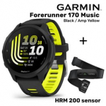 GARMIN Forerunner 170 Music, Black/Amp Yellow + HRM 200 Sensor spordikell 010-03920-10 / 010-13388-00