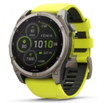 GARMIN Fenix 8 51 mm, Solar, Sapphire Titanium with Amp Yellow/Graphite Silicone Band spordikell 010-02907-21