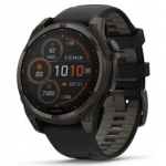 GARMIN Fenix 8 47 mm, Solar, Sapphire Carbon Gray DLC Titanium with Black/Pebble Gray Silicone spordikell 010-02906-11