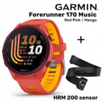 GARMIN Forerunner 170 Music, Red Pink/Mango + HRM 200 Sensor spordikell 010-03920-13 / 010-13388-00