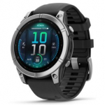 GARMIN Fenix E 47 mm, AMOLED, Stainless Steel with Black Silicone Band spordikell 010-03025-00