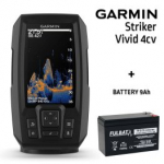 GARMIN STRIKER VIVID 4CV WITH GT20-TM TRANSDUCER + BATTERY 13AH 12V kajalood 010-02550-01 / FLB-12AH