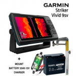 GARMIN Striker Vivid 9SV GT52HW-TM TRANSDUCER + BATTERY 20AH 12V + SONAR MOUNT + CHARGER kajalood 010-02554-01 / FLB-20AH / RUNOS / F4