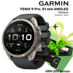 GARMIN Fenix 9 Pro 51mm AMOLED, Titanium Graphite / Black + KINGITUS HRM 200 Sensor spordikell 010-04337-26 / 010-13388-00