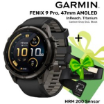 GARMIN Fenix 9 Pro 47mm AMOLED inReach, Carbon Gray DLC Black/Pebble + KINGITUS HRM 200 Sensor spordikell 010-04336-11 / 010-13388-00