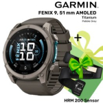 GARMIN Fenix 9 51mm AMOLED, Titanium Pebble gray + KINGITUS HRM 200 Sensor spordikell 010-04763-01 / 010-13388-00