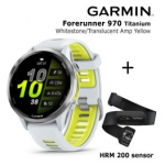 GARMIN Forerunner 970, Titanium, Whitestone/Translucent Amp Yellow + HRM 200 spordikell