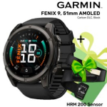 GARMIN Fenix 9 51mm AMOLED, Carbon DLC Black + KINGITUS HRM 200 Sensor spordikell 010-04763-11 / 010-13388-00