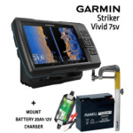 GARMIN Striker Vivid 7SV GT52HW-TM TRANSDUCER + BATTERY 20AH 12V + SONAR MOUNT + CHARGER kajalood 010-02553-01 / FLB-20AH / RUNOS / F4