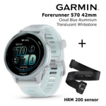 GARMIN Forerunner 570 - 42mm, Cloud Blue Aluminium with Translucent Whitestone + HRM 200 spordikell