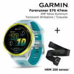 GARMIN Forerunner 570 - 47mm, Amp Yellow Aluminium with Translucent Whitestone/Turquoise Band spordikell