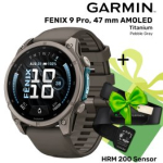 GARMIN Fenix 9 47mm AMOLED, Titanium Pebble gray + HRM 200 Sensor spordikell 010-04762-01 / 010-13388-00