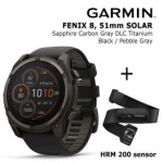 GARMIN Fenix 8 51 mm, Solar, Sapphire Carbon + Garmin HRM 200 Sensor spordikell