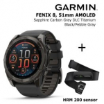 GARMIN Fenix 8 51 mm, AMOLED, Sapphire Carbon + HRM 200 Sensor spordikell