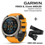 GARMIN Fenix 8 51 mm, AMOLED, Sapphire Titanium + HRM 200 Sensor spordikell