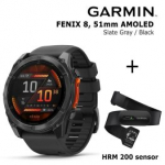 GARMIN Fenix 8 51 mm, AMOLED, Slate Gray + HRM 200 Sensor spordikell