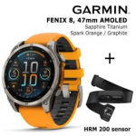 GARMIN Fenix 8 47 mm, AMOLED, Sapphire Titanium + HRM 200 Sensor spordikell