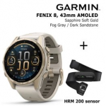 GARMIN Fenix 8 43 mm, AMOLED, Sapphire Soft Gold + HRM 200 Sensor spordikell