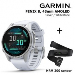 GARMIN Fenix 8 43 mm, AMOLED, Silver + HRM 200 Sensor spordikell