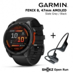 GARMIN Fenix 8 47 mm, AMOLED, Slate Gray + SHOKZ Open Run Black spordikell