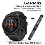 GARMIN Fenix 8 47 mm, AMOLED, Sapphire Carbon + Titanium Bracelet Carbon Grey DLC, QuickFit 22mm spordikell 010-02904-21 / 010-12863-09