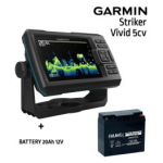 GARMIN STRIKER VIVID 5CV WITH GT20-TM TRANSDUCER + BATTERY 13AH 12V kajalood 010-02551-01 / FLB-12AH