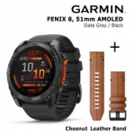 GARMIN Fenix 8 51 mm, AMOLED, Slate Gray + Chestnut Leather Band spordikell