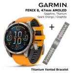 GARMIN Fenix 8 47 mm, AMOLED, Sapphire Titanium + Titanium Vented Bracelet spordikell 010-02904-11 / 010-12863-08