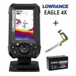 LOWRANCE Eagle 4x Bullet Skimmer + 12V 13Ah battery + sonar mount Runos kajalood 000-16110-001 / FLB-12AH / RUNOS