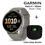 GARMIN Venu 4 - 45mm, Silver with Silver Gray + Index Sleep Monitor spordikell 010-03014-01 / 010-03024-01