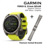 GARMIN Fenix 8 51 mm, Solar, Sapphire Titanium + Titanium Vented Bracelet spordikell 010-02907-21 / 010-12864-08