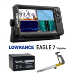 LOWRANCE Eagle 7 TripleShot&trade; ROW + 12V 20Ah battery + sonar mount Runos kajalood 000-16121-001 / FLB-20AH / RUNOS