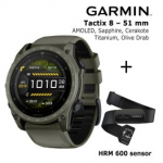 GARMIN Tactix 8 &ndash; 51 mm, AMOLED, Sapphire, Cerakote, Titanium, Olive + HRM 600 Sensor spordikell 010-04553-11 / 010-13383-00