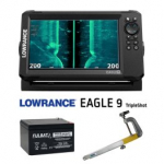 LOWRANCE Eagle 9 TripleShot&trade; ROW + 12V 20Ah battery + sonar mount Runos kajalood 000-16127-001 / FLB-20AH / RUNOS