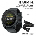 GARMIN Tactix 8 &ndash; 51 mm, AMOLED, Sapphire, Cerakote, Titanium, Slate grey + HRM 600 Sensor spordikell 010-04553-01 / 010-13383-00