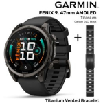 GARMIN Fenix 9 47mm AMOLED, Carbon DLC Black + Vented Titanium Bracelet, Carbon Gray DLC Coating spordikell 010-04762-11 / 010-12863-09