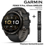GARMIN Fenix 9 Pro 47mm AMOLED, Carbon DLC Titanium Black/Pebble + Vented Titanium Bracelet DLC spordikell 010-04336-16 / 010-12863-09