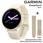 GARMIN Vivoactive 6, Bone with Silicone Band + Light Sand Italian Leather Band spordikell 010-02985-01 / 010-02985-01
