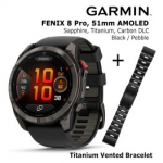 GARMIN fēnix&reg; 8 Pro &ndash; 51 mm, AMOLED, Sapphire, Carbon DLC Ti + Titanium Vented Bracet spordikell 010-03199-01 / 010-12864-09