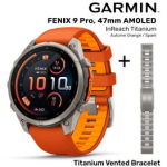 GARMIN Fenix 9 Pro 47mm AMOLED inReach, Titanium Orange/Spark + Vented Titanium Bracelet spordikell 010-04336-01 / 010-12863-08