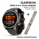 GARMIN fēnix&reg; 8 Pro &ndash; 47 mm, AMOLED, Sapphire, Ti + 22mm Vented Titanium Bracelet spordikell 010-03198-11 / 010-12863-08