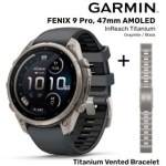 GARMIN Fenix 9 Pro 47mm AMOLED inReach, Titanium Graphite/Black + Vented Titanium Bracelet spordikell 010-04336-21 / 010-12863-08