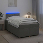 vidaXL Vedruvoodi madratsiga LED-ribadega Helehall 120 x 200 cm kangas