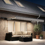 vidaXL Manuaalne varikatus LED-idega Helehall ja valge 3,5 x 2,5 m