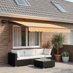 vidaXL Manuaalne varikatus LED-idega Liivakarva 3 x 2,5 m